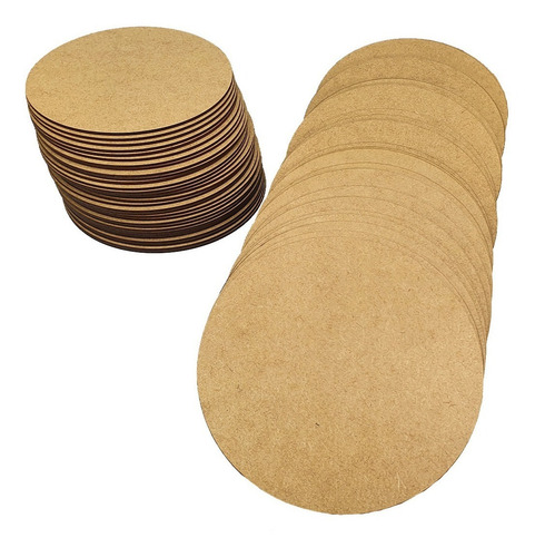 Kit Com 10 Bolachas 20x20 Mdf Crú Círculos Sousplast Mesa