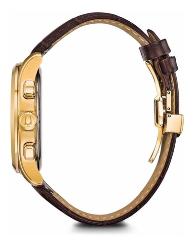 Relógio Bulova Chronograph Gold Couro 97b169