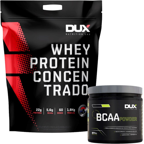 Whey Protein Concentrado 1,8kg + Bcaa Powder - Dux Nutrition