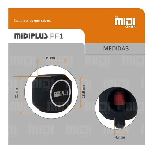 Imagen 7 de 10 de Midiplus Pf1 Filtro Antipop Pantalla Acústica Profesional