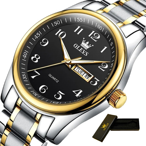 Reloj Inoxidable Olevs 5567 Con Calendario Luminoso Color De La Correa Sliver/gold/black