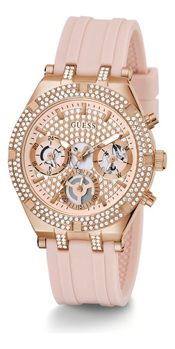 Relógio para mulheres da marca Guess Model Heiress Strap Color: rosa, cor do bisel, ouro rosa, cor de fundo, ouro rosa