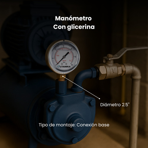 Altamira Manómetro Man0-30g Con Glicerina Rango De Presión 0 - 30 Psi Diámetro De La Caratula 2.5 Diámetro De Conexión 1/4 Acero Inoxidable