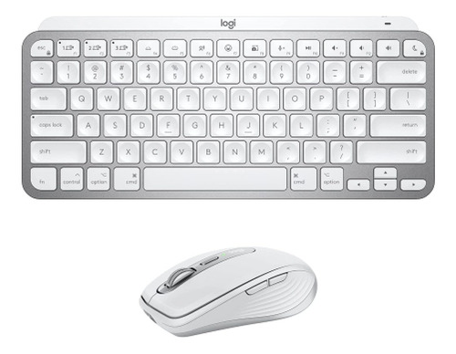 Mini Teclado Usb Blanco Logitech Mx + Mouse Gris