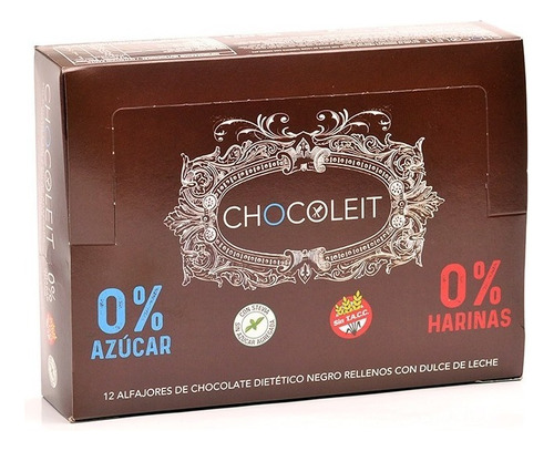 Alfajores Chocoleit Negros Sin Azucar Y Sin Tacc X 12u