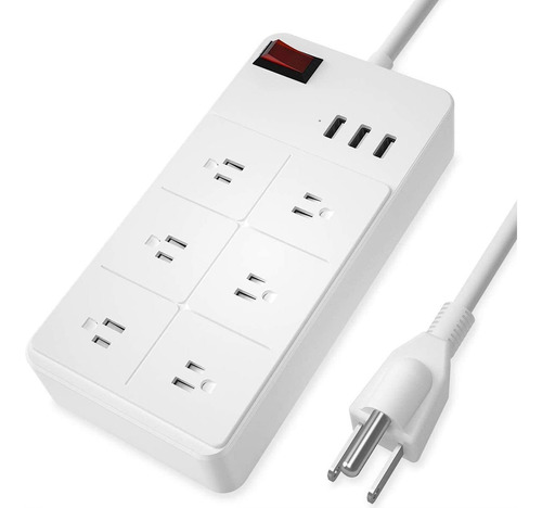 Power Strip With Usb, 6 Outlets 3 Usb Charging Ports, Deskto