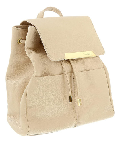 Pierre Cardin Mochila Mediana Clásica Cuero Beige Mujer