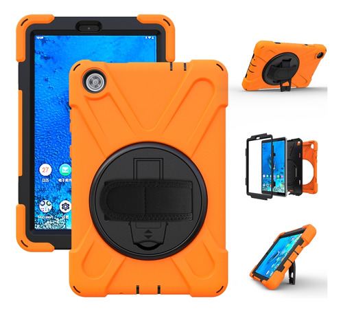 Funda Naranja De Silicona + Pc Para Lenovo Tab M8