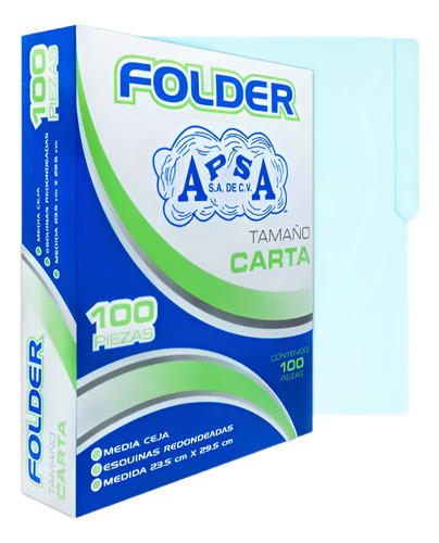 100 Folder Apsa Tamaño Carta Colores Pastel