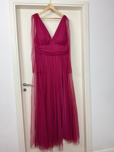 Vestido Fucsia De Fiesta Con Brillos (Usado)