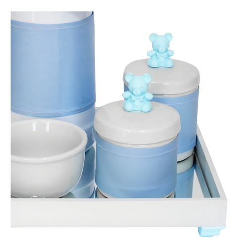 Potinho de Mel kit de cuidado para bebês magic pump kit higiene espelho potes garrafa e molhadeira com capa ursinho azul ursinho x 5