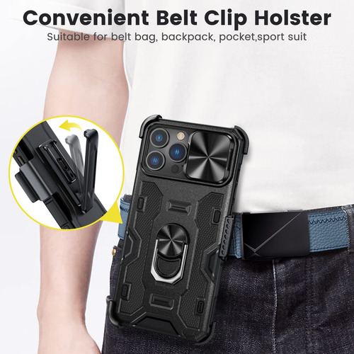 Phone Case Caka For iPhone 13 Pro Max W/ Belt-clip Holster B
