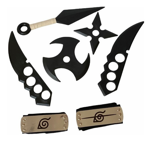 Pack Naruto Vincha X2 Pvc+ Kunai + Shuriken + Cuchillas