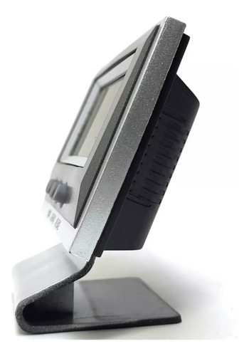 Mini Relógio De Mesa Digital Na238-a Despertador Data Cor Prateado Pilha