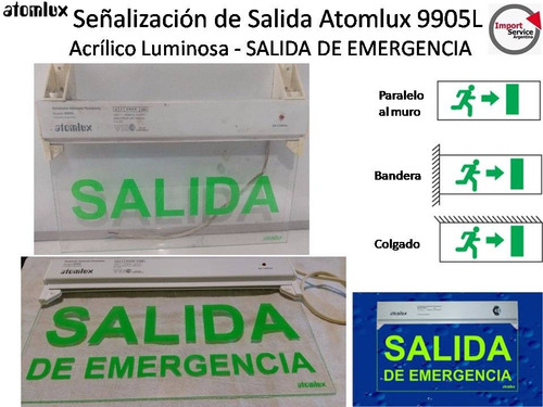 Señalizacion De Salida Atomlux 9905l Acrilico Luminosa