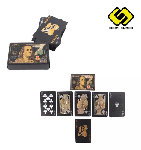 Jogo de Cartas Baralho Preto Impermeável Baralho Black Luxo c/ 54 Cartas