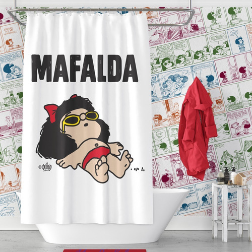 Imagen 2 de 3 de Cortina De Baño Mafalda Tela Impermeable