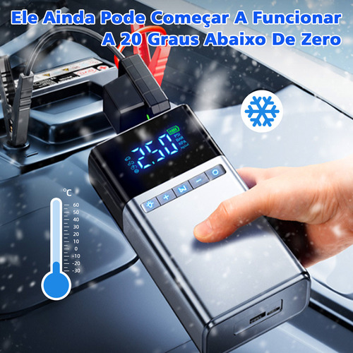 Yonjooz Carregadores De Baterías Bomba Infladora Auxiliar Partida 8000mah Power Bank Energia Móvel Multifuncional Mini Compressor Ar Portatil Bomba De Inflação Portátil Com Luz De Emergência