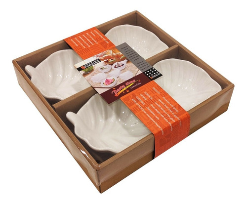 Salsera Copetinero De Porcelana Blanca Dip X4 - Sheshu Home