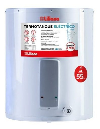 Termotanque Liliana 55 Lts Eléctrico De Colgar Alta Recuper