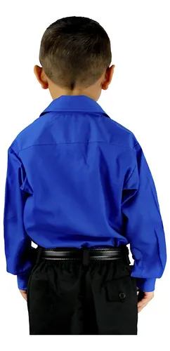 Camisa Vestir Infantil Juvenil Azul Rey Tallas 2 A 16