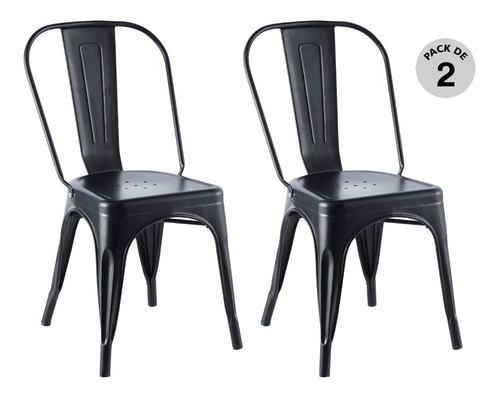 Set De 2 Sillas Begônia Tolix De Metal Negro 