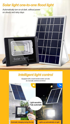 Imagen 2 de 10 de Foco Solar Led 65w Con Control Fotocelula Panel Completo Pro