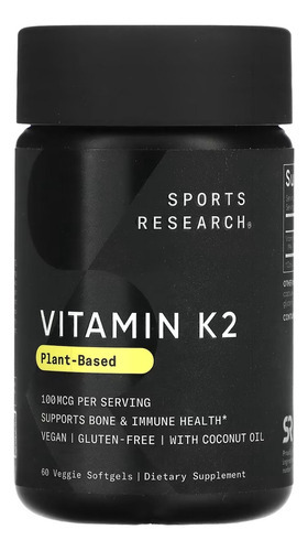 Vitamina K2 Con Aceite De Coco Mk-7 100 Mcg 60 Cápsulas Sabor Sin Sabor