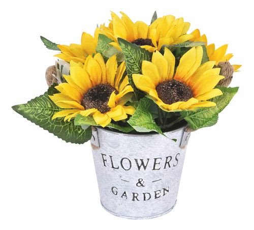 Artflower Ramo Girasol Artificial Florero Arreglo Seda Para