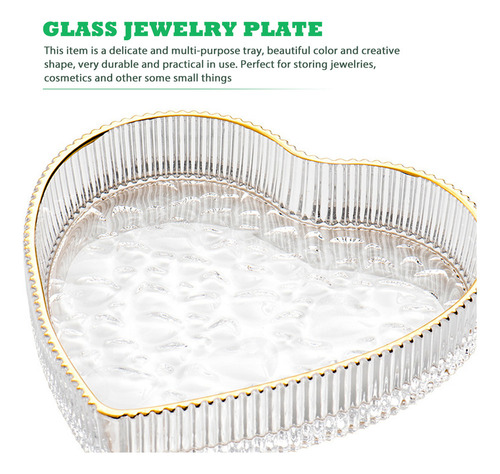H Plato De Cristal Para Joyas Con Forma De Corazón