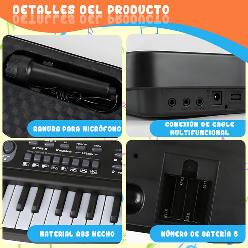Piano De Juguete De 61teclas Para Ninos Con Microfonos