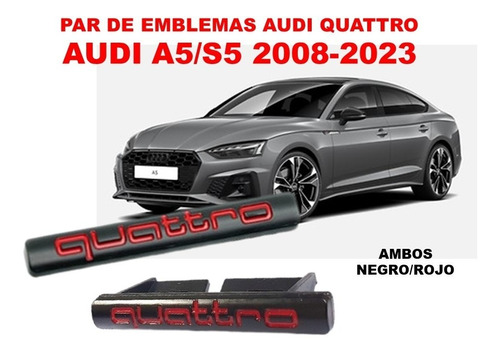 Par De Emblemas Quattro Audi A5/s5 2008-2023 Negro/rojo