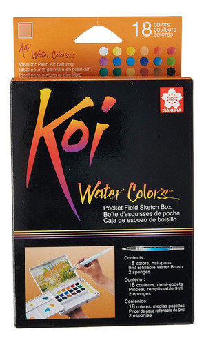 Set De Acuarelas Koi 18 Pastillas Con Pincel De Agua