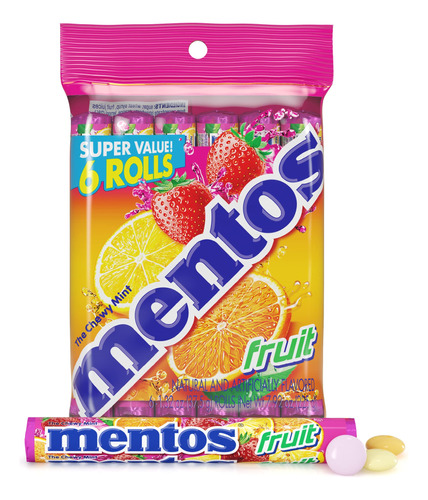 Mentos - Rollo De Caramelo De Menta Masticable, Fruta, No Se