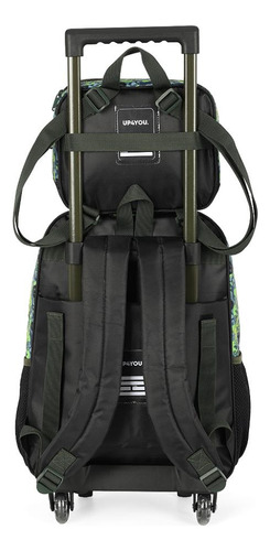 Mochila Rodinhas Lancheira Luxcel Up4you Game Preto Preto Estampado