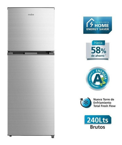 Refrigerador No Frost 240lts Brutos Silver Mabe Rmn222pxlrs0 Color Gris