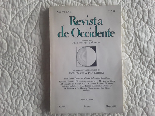 Revista De Occidente Nº 62 Homenaje A Pío Baroja