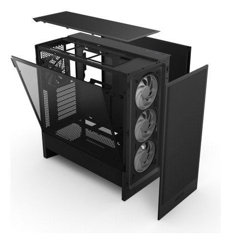 Gabinete Gamer Nzxt H5 Flow Rgb E-atx Vidrio Templado Usb-c Color Negro