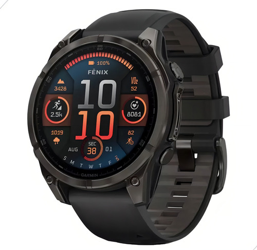 Smartwatch Garmin Fenix 8 47mm Amoled Saphire Carbon Gray Ca Preto Mesh Preto Preto