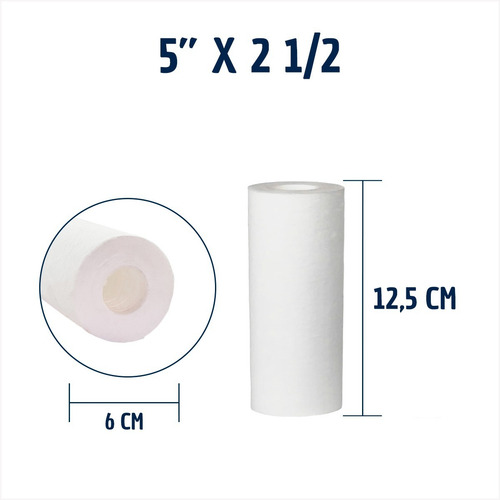 Filtro Refil Cartucho Polipropileno Liso 5 X 2 1/2 5 Micras Cor Branco