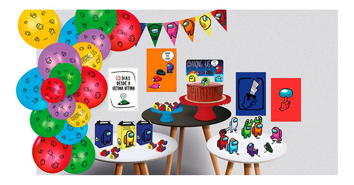 Kit Decoração Among Us Só Um Bolinho Para Festa Aniversário