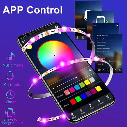 Cinta Tira De Luz Led Rgb Flexible Decoración 5m Control