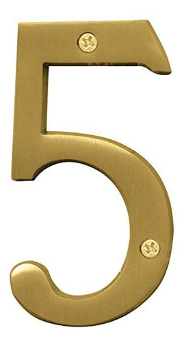 Br-43bb/5 5 Number, 4in, Brushed Brass