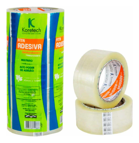 Fita Adesiva Transparente Larga 48 Mm X 100 Mt - 5 Rolos
