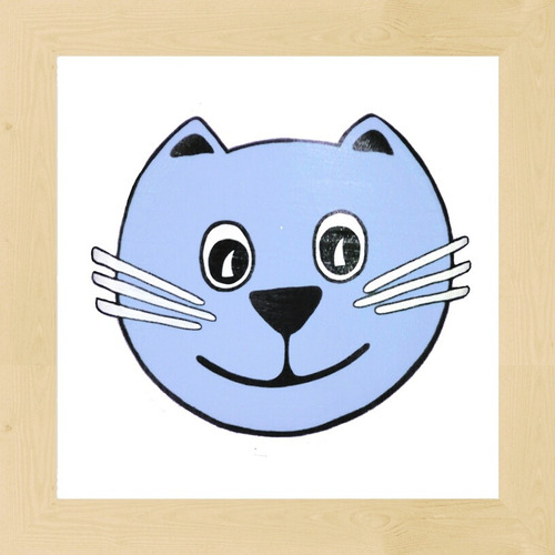 Gato Azul Celeste Cuadro Decorativo Cuarto Varón Nene Niño