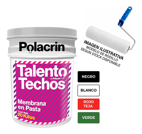 Rodillo + Membrana Liquida 20 Lts En Pasta Polacri Promo