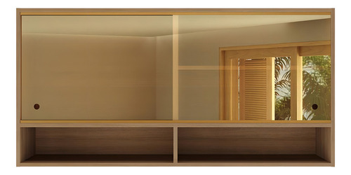 Armário Aéreo 120cm Portas De Vidro Paris Multimóveis Mp2213 Cor Rustic