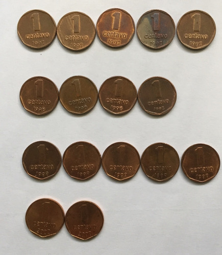 Monedas (16) Arg. De Cobre 1 Centavo 1997 Al 2000-usado