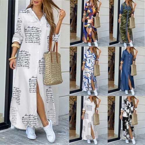 Camisa Larga Vestido Jeans Casual Mujer Diario | Meses sin intereses Camisa Larga Vestido Jeans Casual Mujer Diario | Meses sin intereses