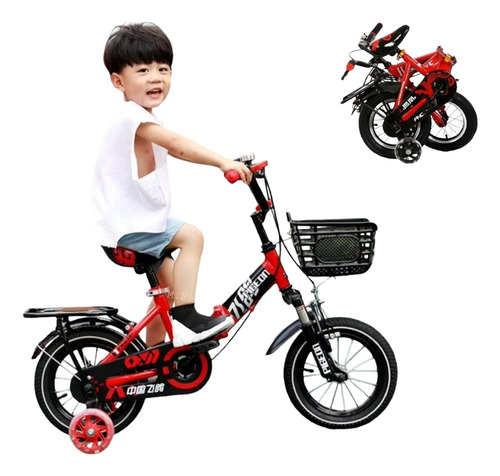 Bicicleta Parta Niños Aro 12 Con Luces Y Plegable Yab2025